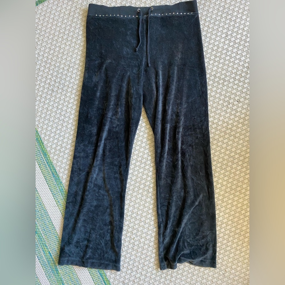 Bedazzled velvet sweatpants